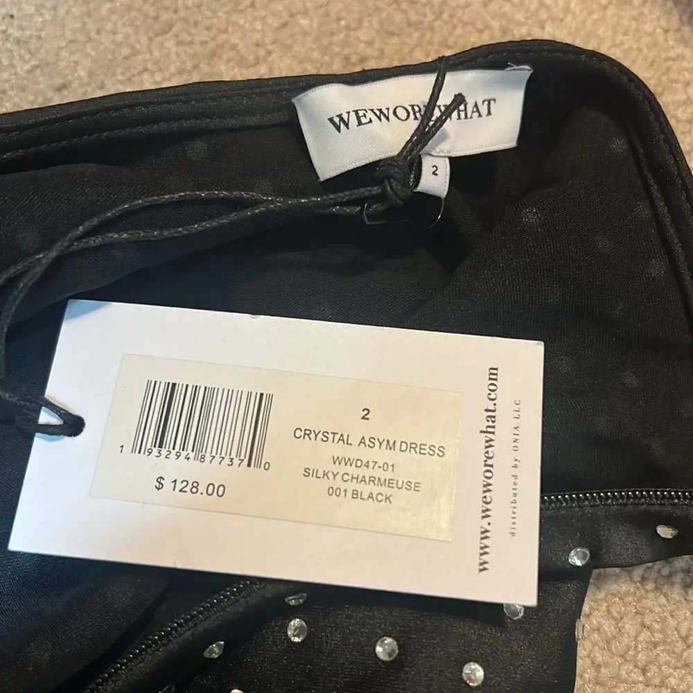 BNWT - WEWOREWHAT - CRYSTAL ASYMMETRICAL BLACK DRESS - 2 - Picture 8 of 8